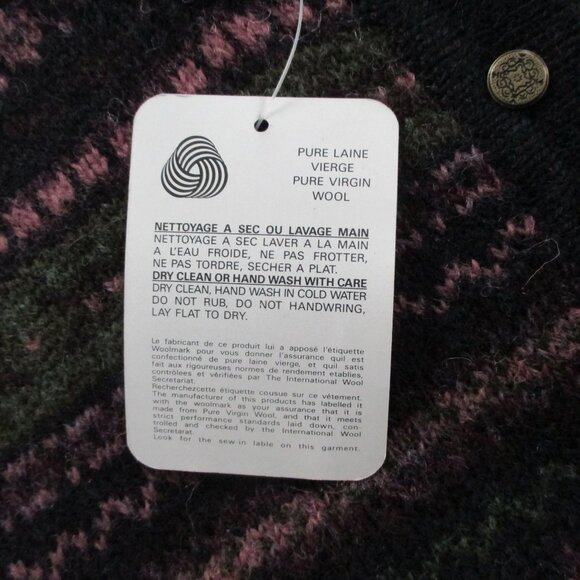 Wool Sweater Tunic Length Henley Neckline Button Front Jewel Tones Scandi Style - Picture 8 of 10